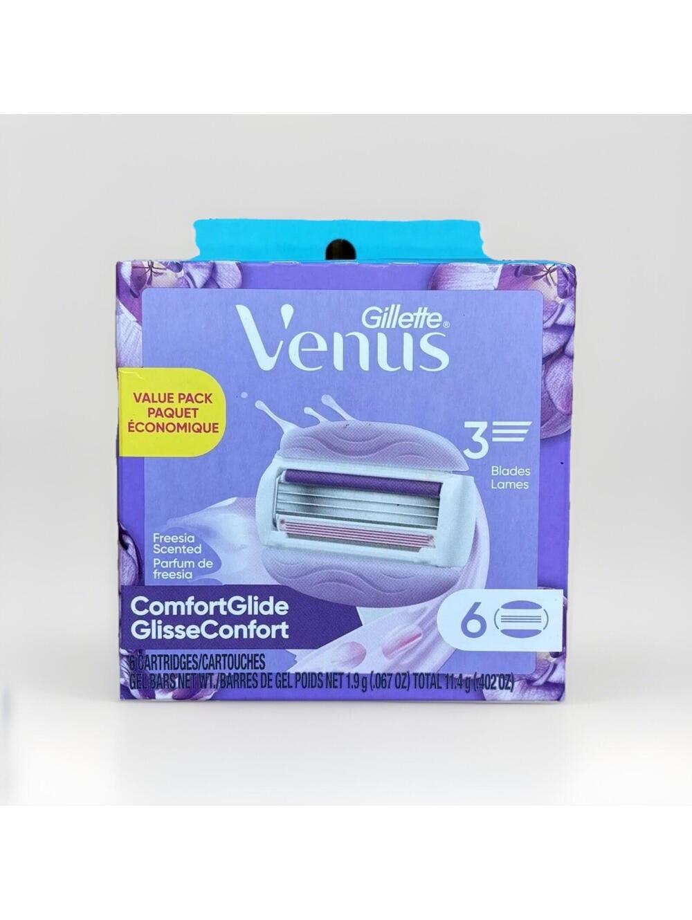 Gillette Venus ComfortGlide Freesia Womens Razor Blade Refills 6 Cartridges